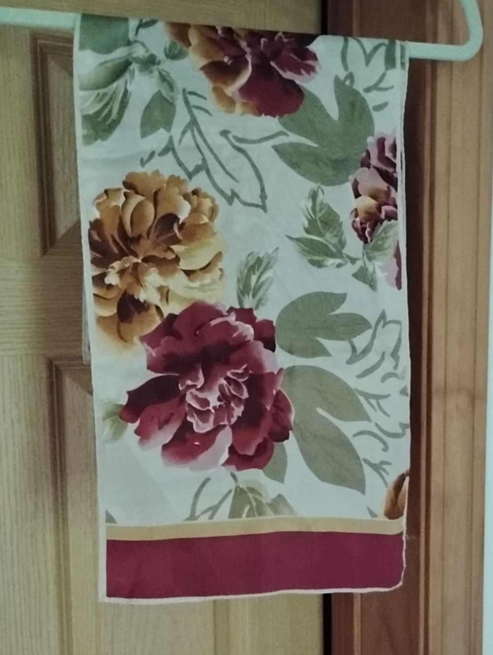 Silk Floral Elongated Scarf Burgundy,Gold By Baar & Beards